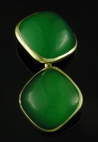 Charles Keller green quartz cufflinks. (CL9600)