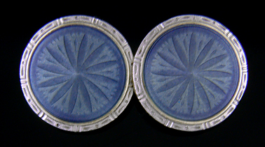 Krementz blue guilloche enamel cufflinks. (J9072)