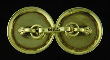 Elegant blue guilloche enamel cufflinks. (J9072)