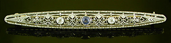 Art Deco sapphire and diamond brooch. (BR9556)