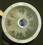 Sapphire and frosted glass cufflinks. (CL9528)