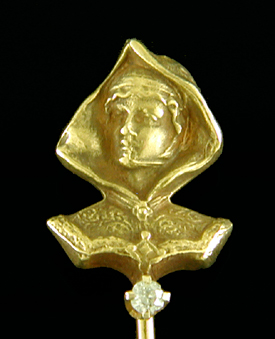 Gothic Revival Lady in Cloak stickpin. (J9009)