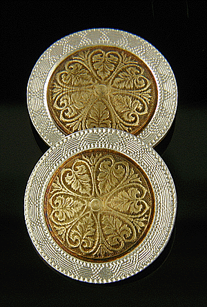 14kt rose and white gold antique cufflinks. (J5341)