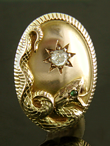 Victorian serpent cufflinks crafted in 14kt gold. (J8966)