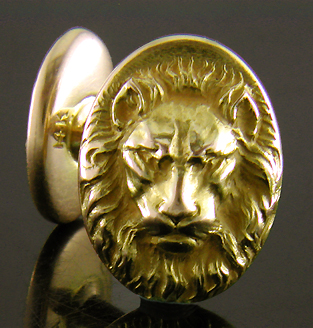 Link & Angell regal lion cufflinks. (J9119)