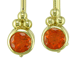 18kt gold earrings with Mandarin garnets.