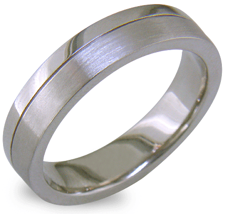 Mans Platinum Satin and Bright Finish Wedding Band