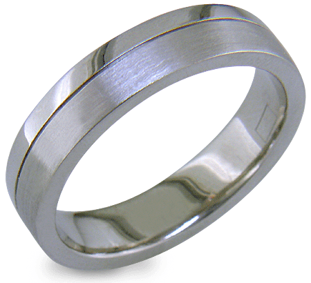 Mans Platinum Satin and Bright Finish Wedding Band