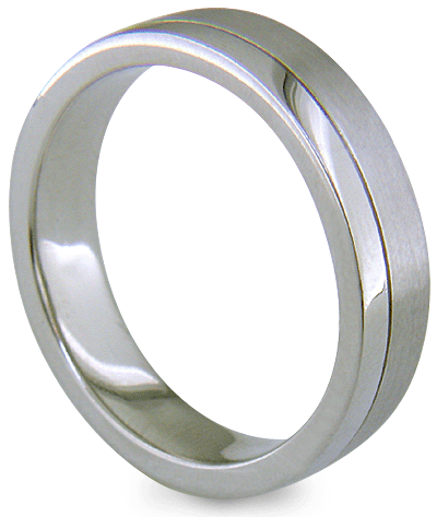 Mans Platinum Satin and Bright Finish Wedding Band