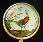 Victorian pheasant reverse intaglio stickpin. (J9246)