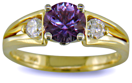 18kt Yellow Gold, Purple Sapphire and Diamond Ring from Bijoux Extraordinaire, the custom jewelry ring experts. (J7248)