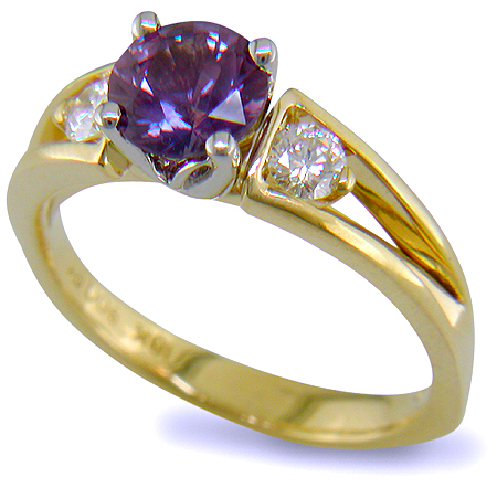 18kt Yellow Gold, Purple Sapphire and Diamond Ring from Bijoux Extraordinaire, the custom jewelry ring experts. (J7248)