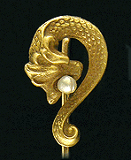 Victorian stickpin of serpent with pearl. (J4803)