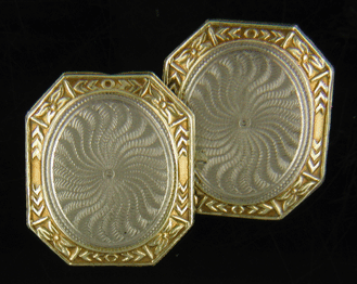 Antique 14kt white and yellow gold cufflinks. (J8629)