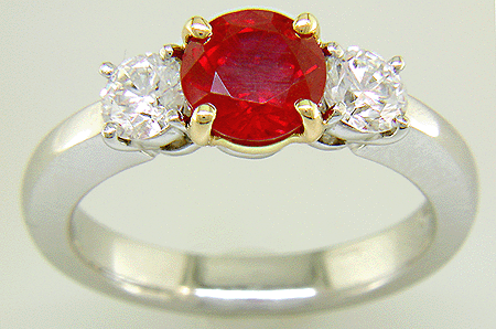 Round ruby ring in platinum.