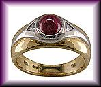 Ruby and diamond ring in platinum and gold.