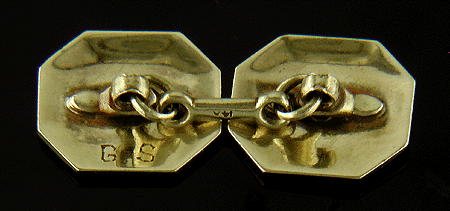 Sapphire and diamond Art Moderne cufflinks. (J6786)