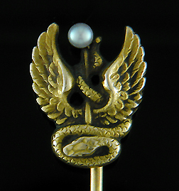 Antique serpent and wings stickpin. (J9003)