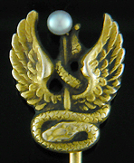 Antique serpent and wings stickpin. (J9003)