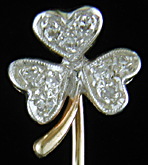 Antique shanrock stickpin set with diamonds. (SP9616)