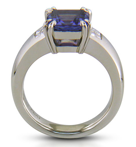 Custom tanzanite and diamond engagement ring.