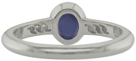 Inside view of Star Sapphire and diamond platinum ring. (J7414)