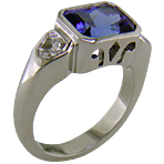 Barion-cut Tanzanite and diamond ring.