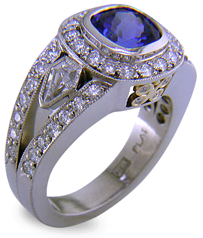 Elegant Tanzanite and Diamond ring. (J7236)