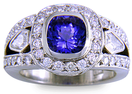 Elegant Tanzanite and Diamond ring. (J7236)