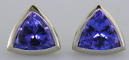 Platinum trillium tanzanite stud earrings.