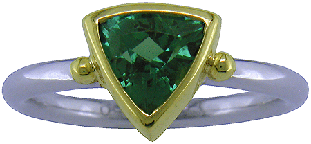 Hand crafted gold and platinum ring with trillium tourmaline.