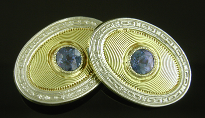 Art Deco sapphire cufflinks. (J9311)