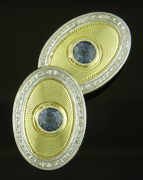 Art Deco sapphire cufflinks. (J9311)