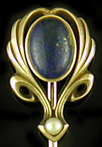 Hayden W. Wheeler lapis lazuli and pearl stickpin. (J9396)