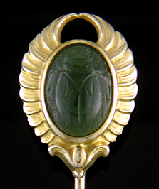 Hayden Wheeler winged scarab jade stickpin. (J9059)