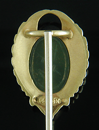 Hayden Wheeler winged scarab jade stickpin. (J9059)