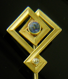 Whiteside Blank sapphire and diamond stickpin. (SP9277)