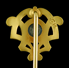 Art Nouveau sapphire stickpin. (J9309)