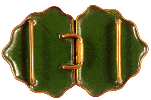 Backside of Cloisonne Belt Buckle