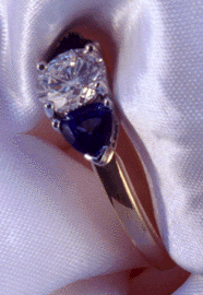 Platinum, Yellow Gold, Diamond and Sapphire Ring - 3/4 view