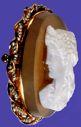 side view of sardonyx cameo. (J2656)