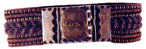 Victorian hair bracelet with tin-type portrait.